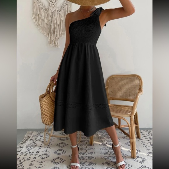 Boho One Shoulder Lace Minimalist Dress - Picture 10 of 14